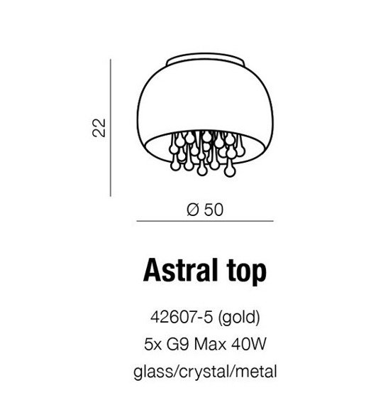 Lampa Sufitowa Astral AZ1647 złota Azzardo
