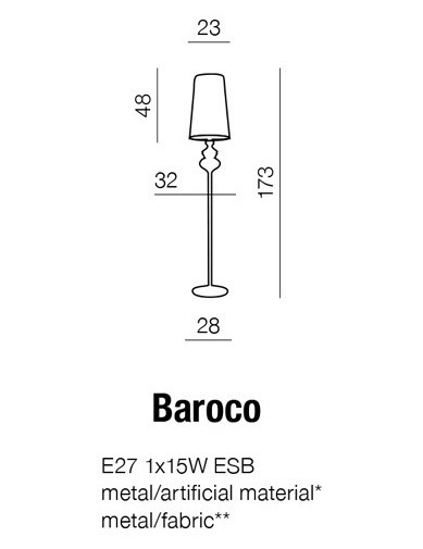 Lampa podłogowa AZZARDO Baroco ALAZ0063 Black